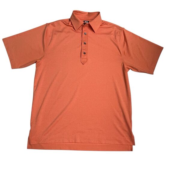 FootJoy Polo Golf Shirt Solid Coral Short Sleeve Stretch Men’s Size Medium - Picture 2 of 16